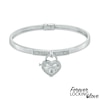 Thumbnail Image 0 of Forever Locking Love™ 0.15 CT. T.W. Diamond Heart-Shaped Padlock Charm Dangle Bangle in Sterling Silver