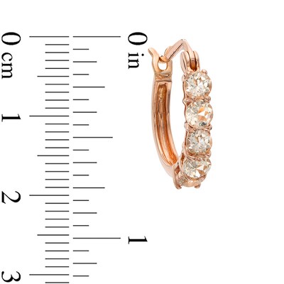 Morganite Five Stone Hoop Earrings in Sterling Silver and 14K Rose Gold Plate