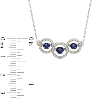 Unstoppable Love™ Lab-Created Blue and White Sapphire Circle Frame Three Stone Necklace in Sterling Silver