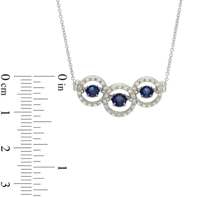 Unstoppable Love™ Lab-Created Blue and White Sapphire Circle Frame Three Stone Necklace in Sterling Silver