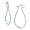 Diamond Accent Curved Hoop Earrings in Sterling Silver