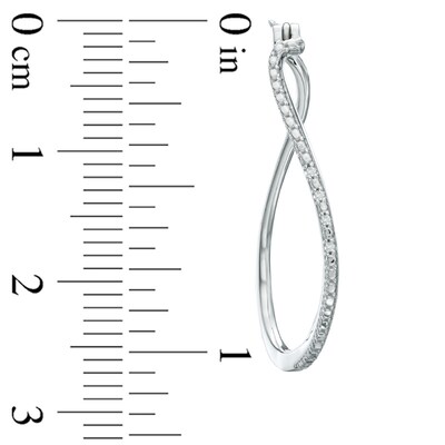 Diamond Accent Curved Hoop Earrings in Sterling Silver