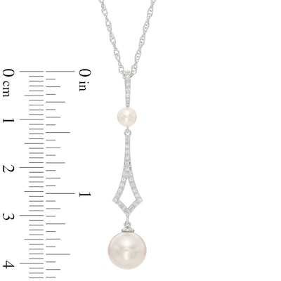 4.0-9.0mm Freshwater Cultured Pearl and White Topaz Drop Pendant in Sterling Silver