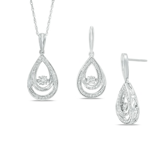 Unstoppable Love™ Diamond Accent Pear-Shaped Earrings and Pendant Set in Sterling Silver