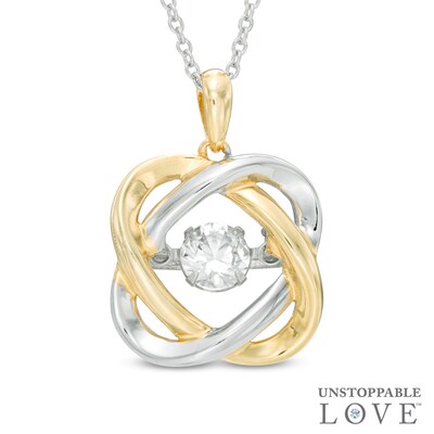 Unstoppable Love™ 4.5mm Lab-Created White Sapphire Orbit Pendant in Sterling Silver and 14K Gold Plate