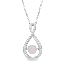 Unstoppable Love™ 4.5mm Lab-Created Opal and White Sapphire Infinity Loop Pendant in Sterling Silver