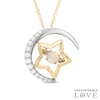 Unstoppable Love™ Lab-Created Opal and White Sapphire Moon and Star Pendant in Sterling Silver and 14K Gold Plate