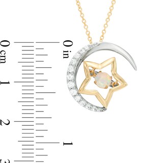 Unstoppable Love™ Lab-Created Opal and White Sapphire Moon and Star Pendant in Sterling Silver and 14K Gold Plate