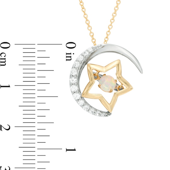 Unstoppable Love™ Lab-Created Opal and White Sapphire Moon and Star Pendant in Sterling Silver and 14K Gold Plate