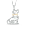 Unstoppable Love™ 4.0mm Heart-Shaped Lab-Created White Sapphire Dog Pendant in Sterling Silver and 14K Gold Plate