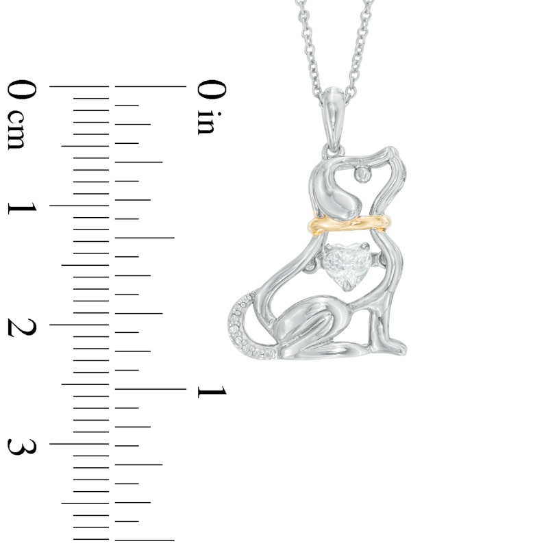 Unstoppable Love™ 4.0mm Heart-Shaped Lab-Created White Sapphire Dog Pendant in Sterling Silver and 14K Gold Plate|Peoples Jewellers