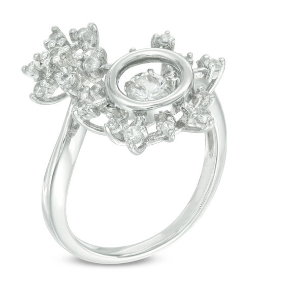 Unstoppable Love™ 4.0mm Lab-Created White Sapphire Snowflake Bypass Ring in Sterling Silver