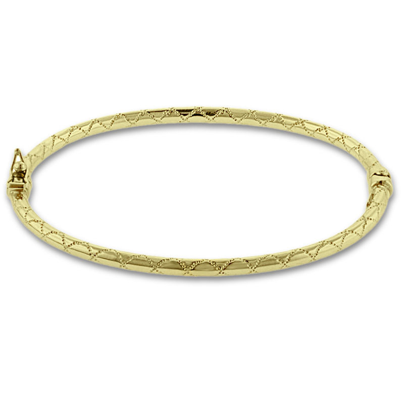 Quilted Hinged Bangle in 10K Gold