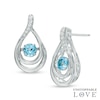 Thumbnail Image 0 of Unstoppable Love™ 4.5mm Swiss Blue Topaz and Lab-Created White Sapphire Teardrop Earrings in Sterling Silver