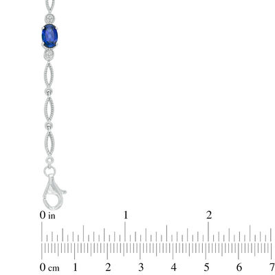 Oval Lab-Created Blue Sapphire Rope Bracelet in Sterling Silver - 7.5"