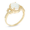 Oval Lab-Created Opal and White Sapphire Buckle Frame Ring in 10K Gold