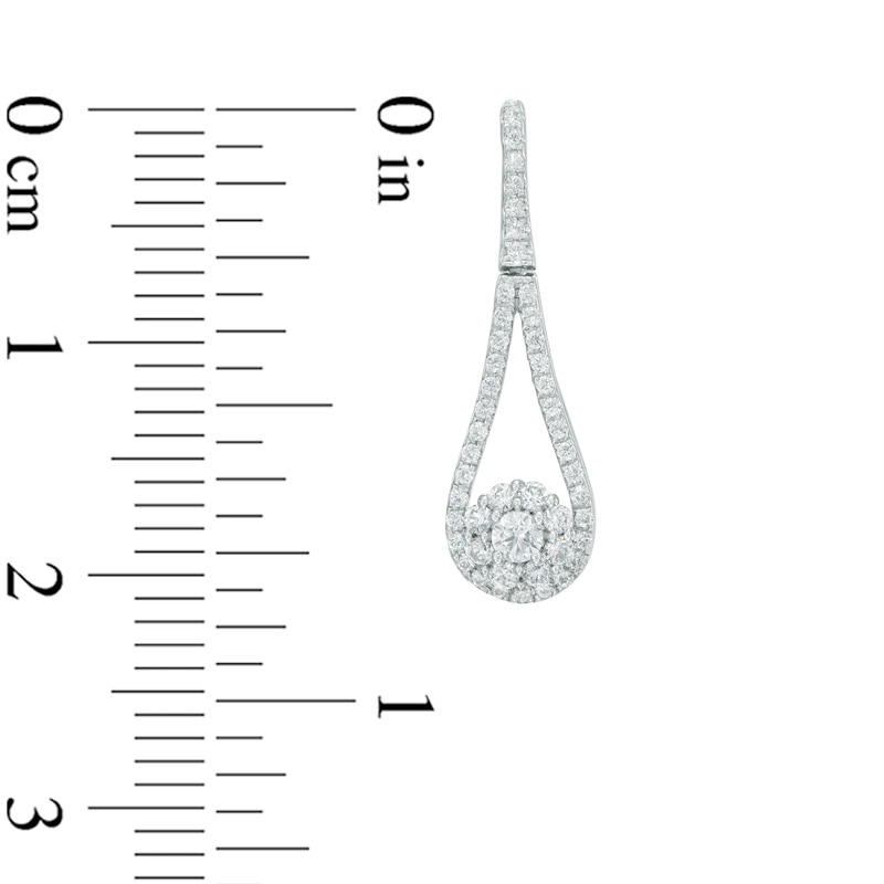 0.50 CT. T.W. Multi-Diamond Open Teardrop-Shaped Frame with Flower Drop Earrings in 10K White Gold|Peoples Jewellers
