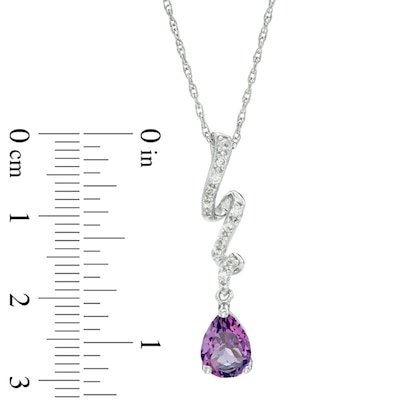 Pear-Shaped Amethyst and Lab-Created White Sapphire Ribbon Pendant and Earrings Set in Sterling Silver