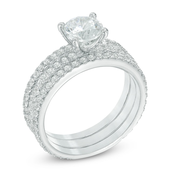 2.00 CT. T.W. Diamond Three Piece Bridal Set in 14K White Gold