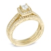 0.45 CT. T.W. Certified Canadian Princess-Cut Diamond Frame Vintage-Style Bridal Set in 14K Gold (I/I2)