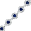 Thumbnail Image 1 of 5.0mm Lab-Created Blue and White Sapphire Frame Bracelet in Sterling Silver - 7.25&quot;