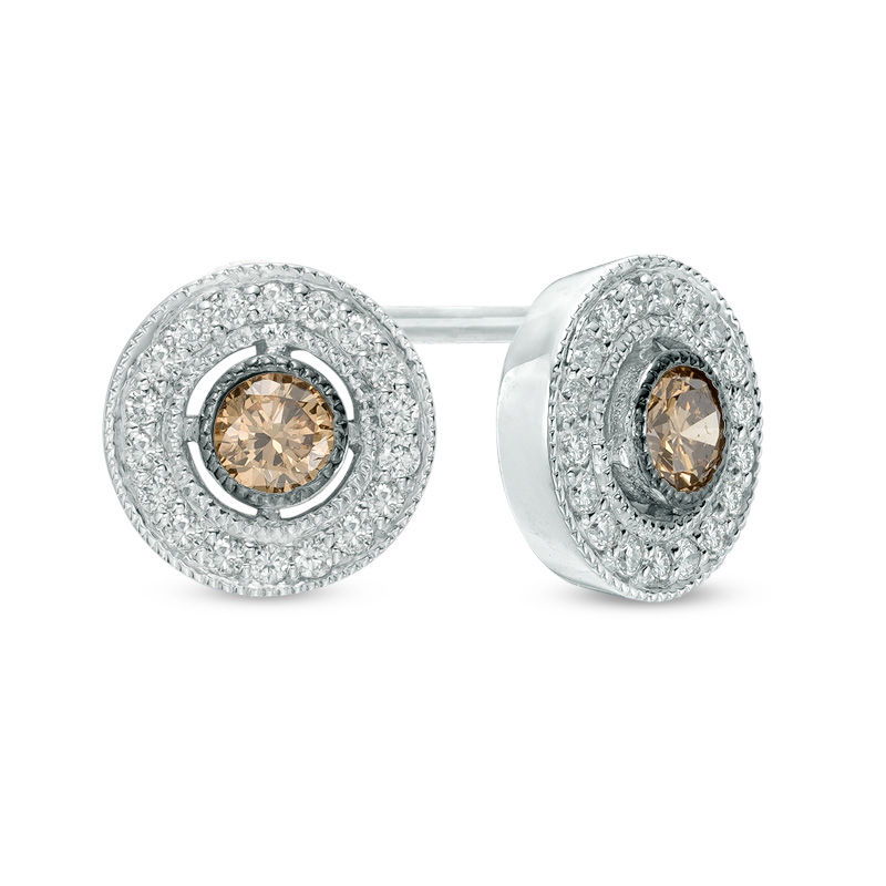 1/15 Carat Round Cut Natural White Diamond Flower Vintage-Style Stud  Earrings In 14K Gold Over Sterling Silver (0.06 Cttw, I2-I3 Clarity) -  Walmart.com