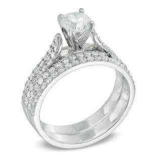 1.45 CT. T.W. Certified Canadian Diamond Bridal Set in 14K White Gold (I/I2)