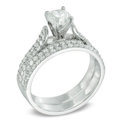 1.45 CT. T.W. Certified Canadian Diamond Bridal Set in 14K White Gold (I/I2)