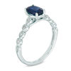 Thumbnail Image 1 of Your Stone Your Story™ Oval Blue Sapphire and Diamond Accent Ring in 14K White Gold