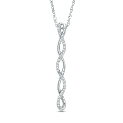 0.09 CT. T.W. Diamond Linear Twist Pendant in Sterling Silver