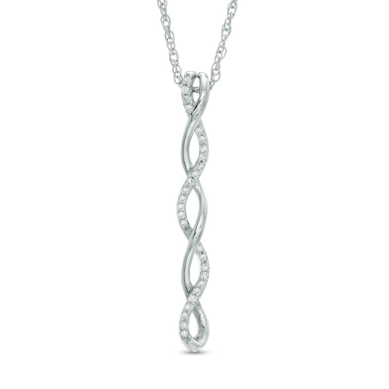 0.09 CT. T.W. Diamond Linear Twist Pendant in Sterling Silver|Peoples Jewellers