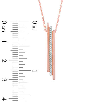 0.09 CT. T.W. Diamond Triple Linear Bar Pendant in 10K Rose Gold