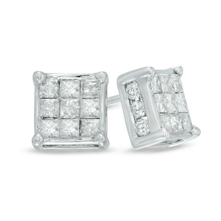 1.00 CT. T.W. Princess-Cut Composite Diamond Stud Earrings in 10K White Gold