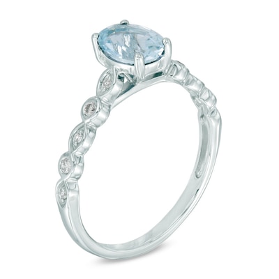 Your Stone Your Story™ Oval Aquamarine and Diamond Accent Ring in 14K White Gold