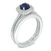 Your Stone Your Story™ 5.5mm Blue Sapphire and 0.51 CT. T.W. Diamond Square Frame Bridal Set in 14K White Gold