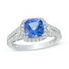 Your Stone Your Story™ 7.0mm Cushion-Cut Tanzanite and 0.43 CT. T.W. Diamond Frame Ring in 14K White Gold