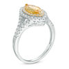 Thumbnail Image 1 of Your Stone Your Story™ Marquise Yellow Beryl and 0.33 CT. T.W. Diamond Double Frame Ring in 14K Two-Tone Gold