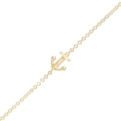 Anchor Anklet in 10K Gold - 10"