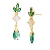 Thumbnail Image 1 of Lab-Created Green Quartz and White Sapphire Flower Drop Earrings in Sterling Silver with 18K Gold Plate