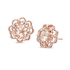Thumbnail Image 0 of 5.0mm Morganite and Diamond Accent Flower Frame Stud Earrings in 10K Rose Gold