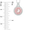 7.0mm Lab-Created Pink and White Sapphire Double Frame Pendant in Sterling Silver and 14K Rose Gold Plate