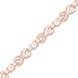 Morganite and Lab-Created White Sapphire Infinity Link Bracelet in Sterling Silver and 18K Rose Gold Plate - 7.25&quot;