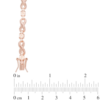 Morganite and Lab-Created White Sapphire Infinity Link Bracelet in Sterling Silver and 18K Rose Gold Plate - 7.25"