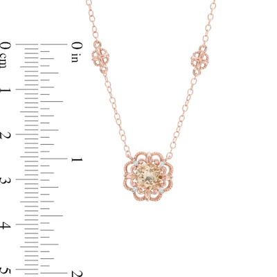 6.0mm Morganite and Diamond Accent Flower Necklace in 10K Rose Gold - 17"