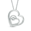 Thumbnail Image 0 of Unstoppable Love™ 0.09 CT. T.W. Diamond Double Tilted Heart Pendant in Sterling Silver