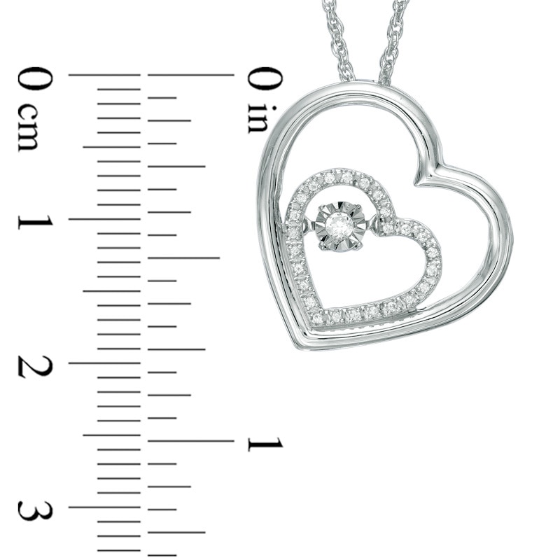 Unstoppable Love™ 0.09 CT. T.W. Diamond Double Tilted Heart Pendant in Sterling Silver