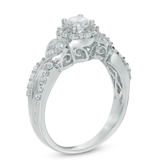 0.80 CT. T.W. Diamond Frame Double Row Engagement Ring in 10K White Gold