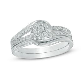 0.23 CT. T.W. Diamond Frame Swirl Bridal Set in 10K White Gold