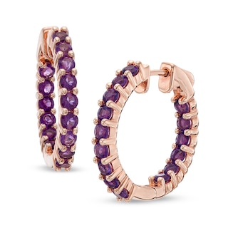 Amethyst Inside-Out Hoop Earrings in Sterling Silver and 14K Rose Gold Plate