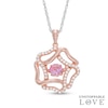 Unstoppable Love™ Lab-Created Pink and White Sapphire Flower Pendant in Sterling Silver with 14K Rose Gold Plate